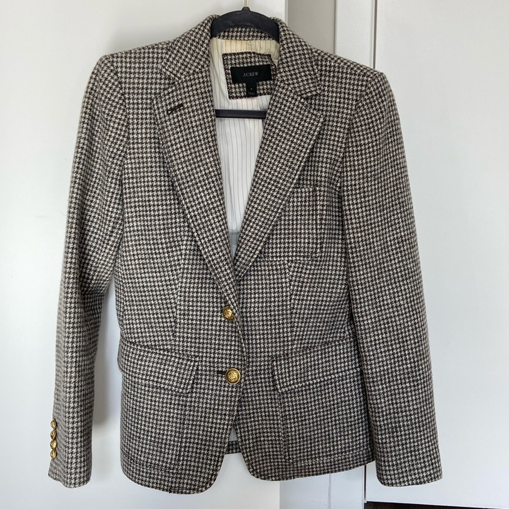 4 | J.Crew Gray Houndstooth Wool Blazer